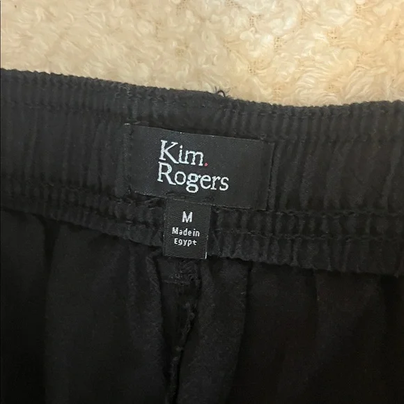 Kim Rogers Pants 100% Cotton Drawstring Waist Black Relaxed Casual Medium NWT - Picture 7 of 11
